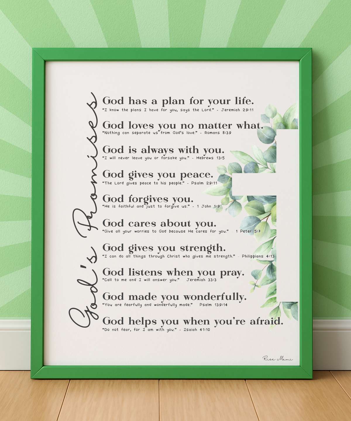 God’s Promises Poster | Christian Wall Art for Kids | Faith-Based Affirmations Print | Scripture Inspired Nursery & Homeschool Decor