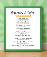 Homeschool Rules Poster | Learning Expectations Chart for Kids | Classroom Behavior Guide | Educational Wall Art for Home or School