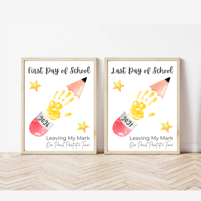 First & Last Day of School Pencil Handprint Printable for Kids | School Milestone Keepsake | Leaving My Mark One Pencil Print at a Time