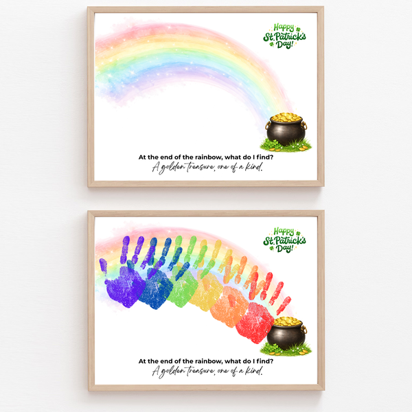 Rainbow Handprint Craft Printable for Kids | St. Patrick’s Day Keepsake Art | Pot of Gold Activity PDF