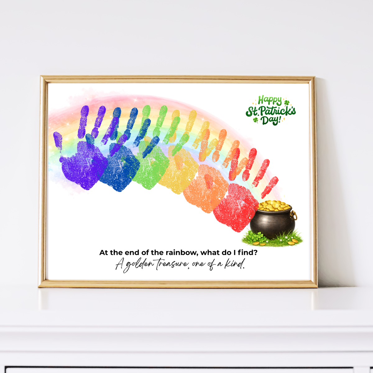 Rainbow Handprint Craft Printable for Kids | St. Patrick’s Day Keepsake Art | Pot of Gold Activity PDF
