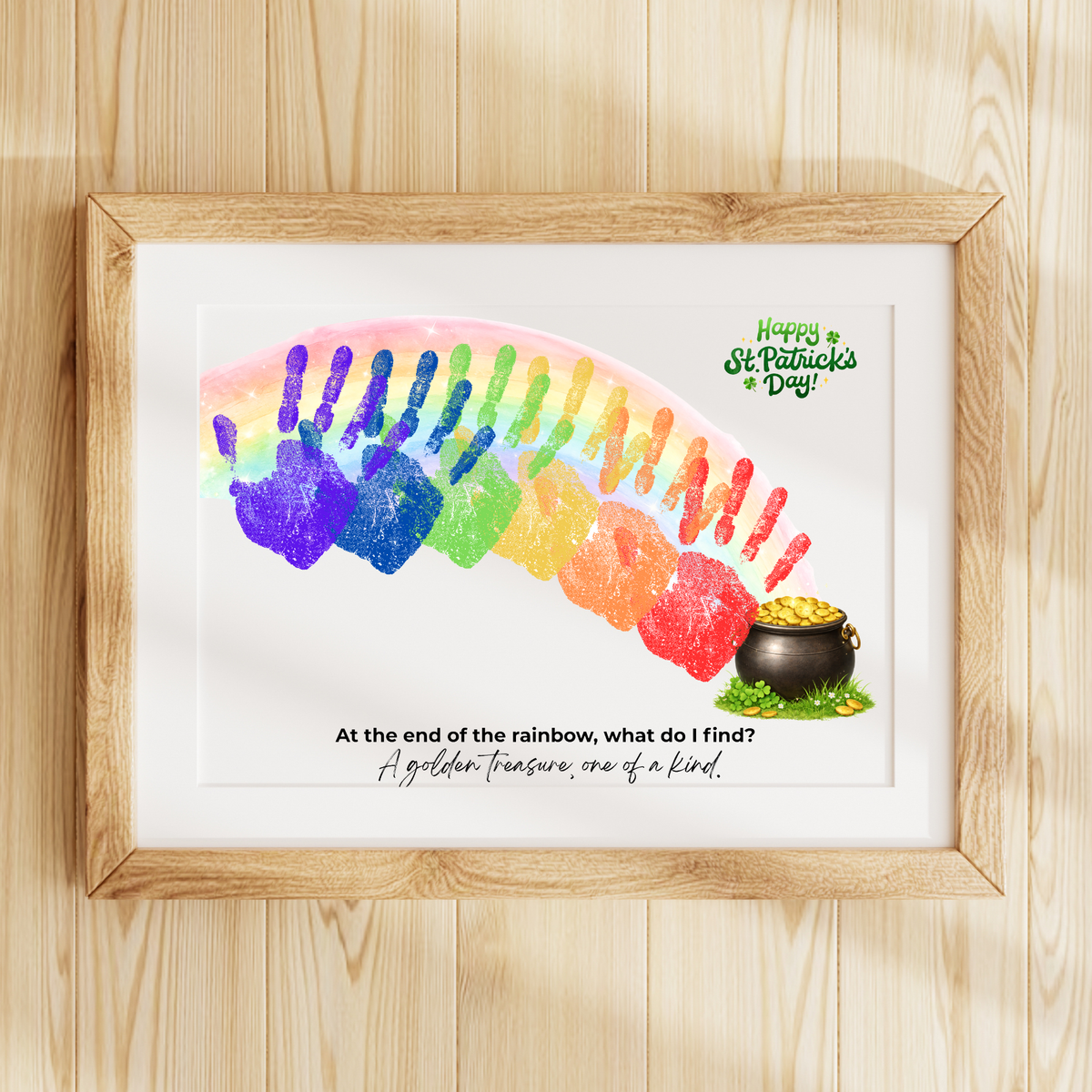 Rainbow Handprint Craft Printable for Kids | St. Patrick’s Day Keepsake Art | Pot of Gold Activity PDF