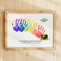 Rainbow Handprint Craft Printable for Kids | St. Patrick’s Day Keepsake Art | Pot of Gold Activity PDF