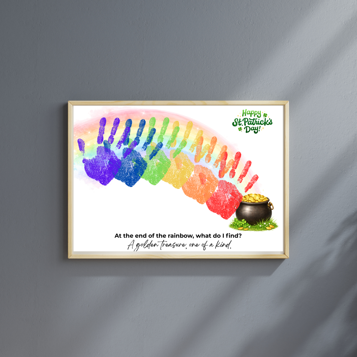 Rainbow Handprint Craft Printable for Kids | St. Patrick’s Day Keepsake Art | Pot of Gold Activity PDF