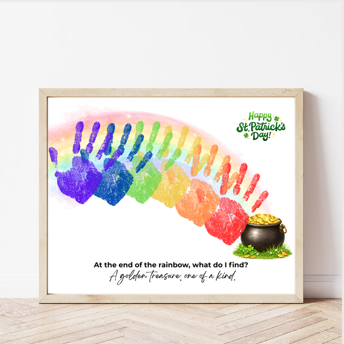 Rainbow Handprint Craft Printable for Kids | St. Patrick’s Day Keepsake Art | Pot of Gold Activity PDF