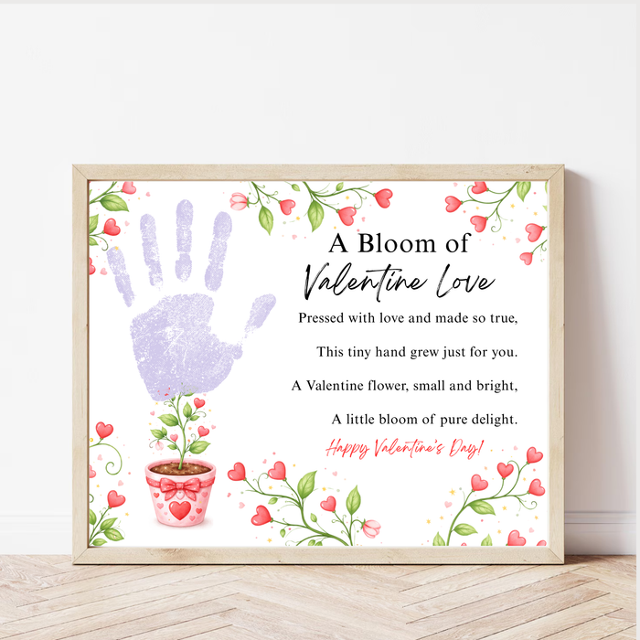 Valentine Flower Poem Handprint Craft for Kids | A Bloom of Valentine Love Printable Keepsake