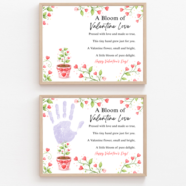 Valentine Flower Poem Handprint Craft for Kids | A Bloom of Valentine Love Printable Keepsake