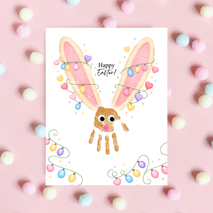 Easter Bunny Handprint Craft Printable | “Happy Easter” Kids Keepsake Art | Preschool Spring Fine Motor Activity PDF