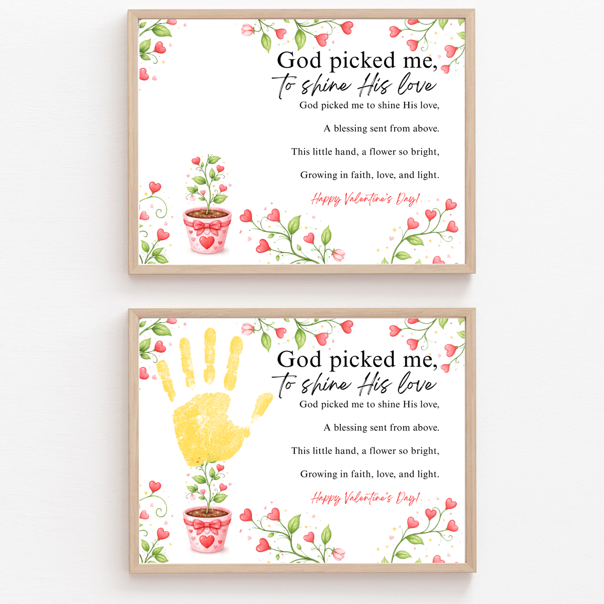 Christian Valentine Poem Handprint Craft for Kids | God Picked Me to Shine His Love Flower Keepsake