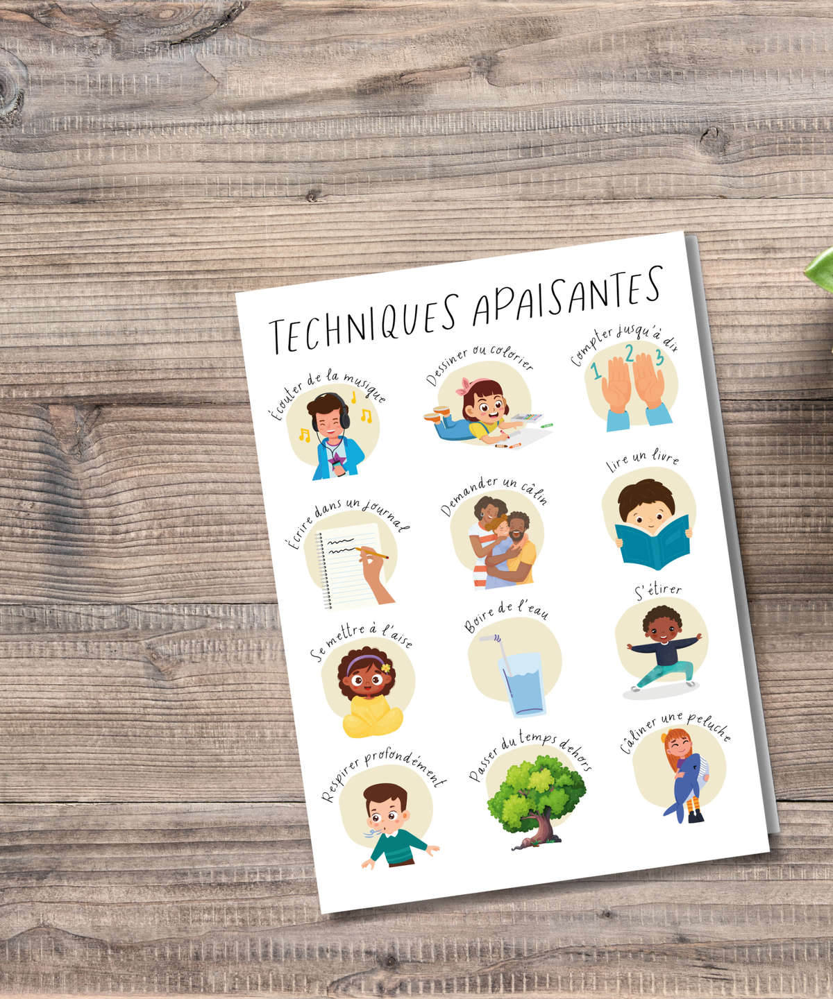 French Calming Techniques Poster | Social Emotional Learning Chart for Kids | Calm Down Strategies in French | Classroom & Therapy Wall Art