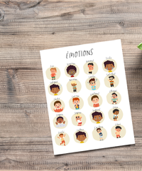 French Feelings Poster (Male) | Emotional Awareness Chart for Kids | Educational Classroom & Home Wall Art
