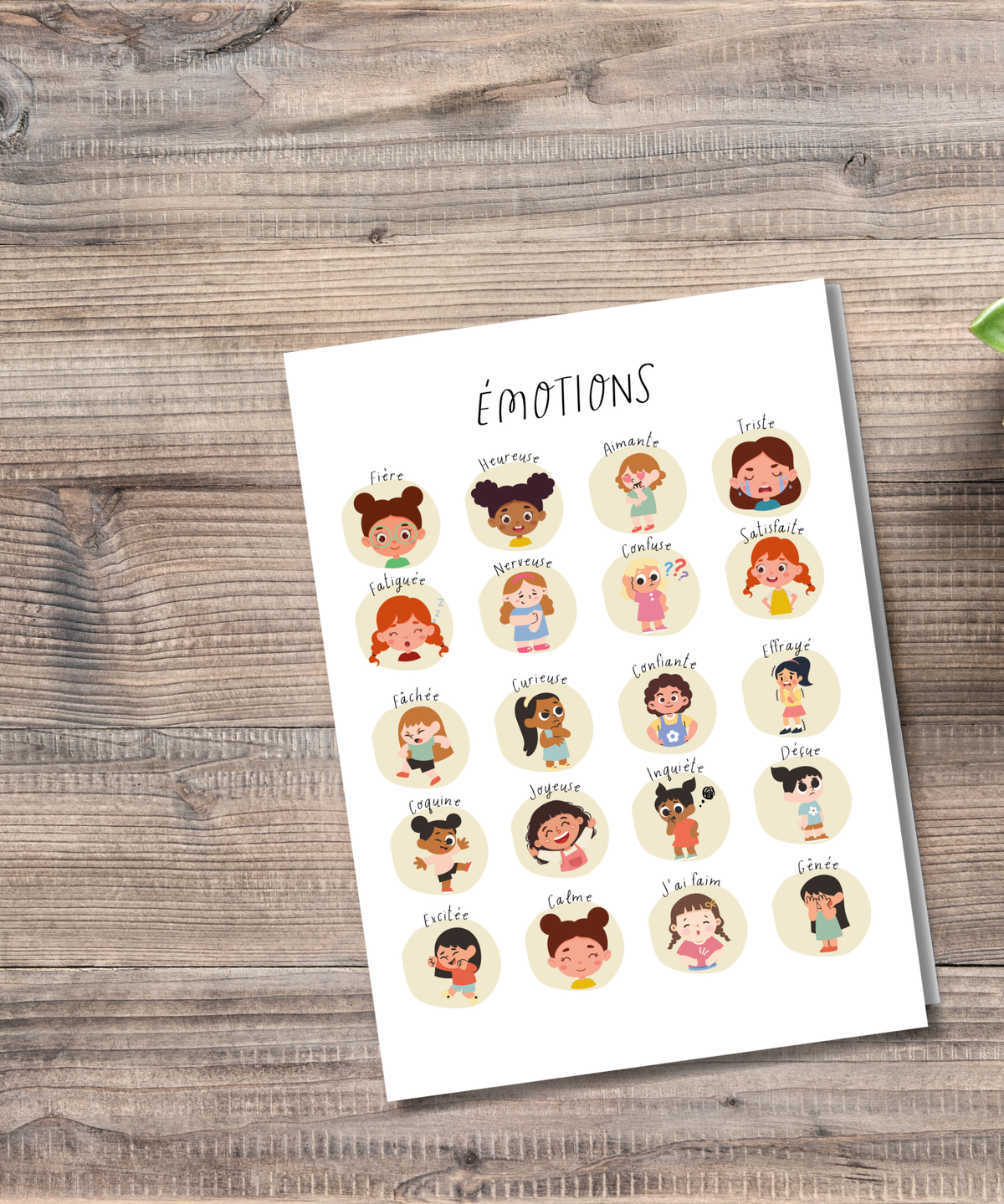French Feelings Poster (Female) | Emotional Awareness Chart for Kids | Educational Classroom & Home Wall Art