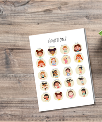 French Feelings Poster (Female) | Emotional Awareness Chart for Kids | Educational Classroom & Home Wall Art