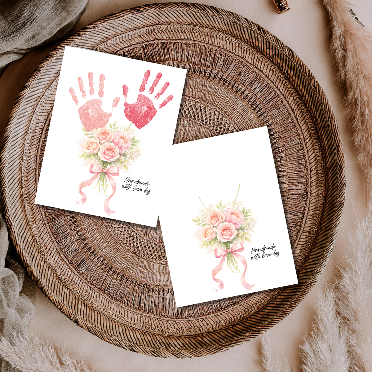Floral Handprint Printable Gift for Her | Mother’s Day, Grandma, Teacher Appreciation, Birthday Keepsake | Handmade with Love Art