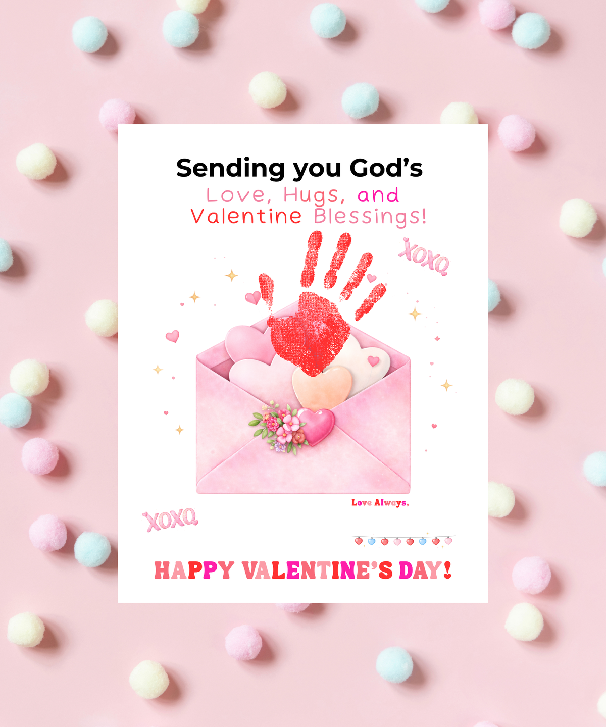 Faith-Based Valentine's Day Handprint Envelope Craft Printable for Kids