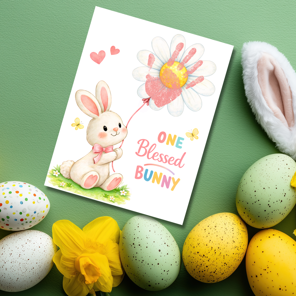 Easter Faith-Based Handprint Craft Printable | “One Blessed Bunny” Keepsake Art | Christian Easter Activity PDF