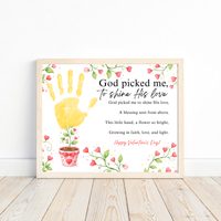 Christian Valentine Poem Handprint Craft for Kids | God Picked Me to Shine His Love Flower Keepsake