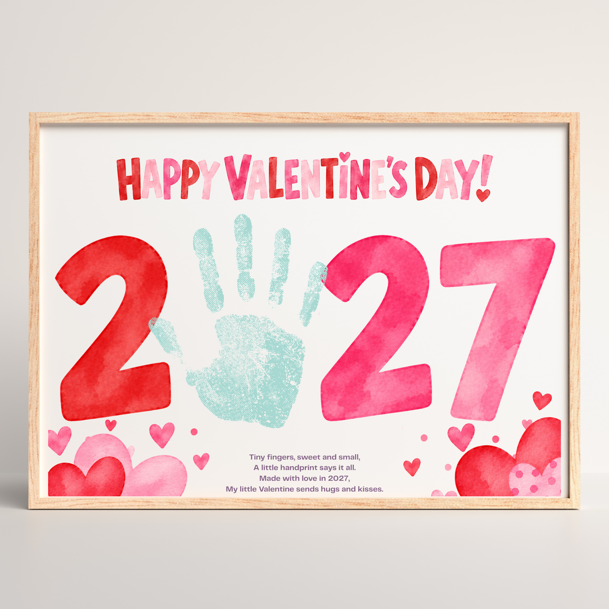 2027 Valentine Handprint Craft for Kids | Happy Valentine’s Day Keepsake | Preschool Valentine Printable