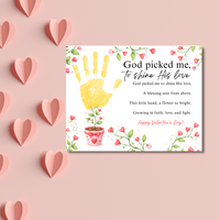 Christian Valentine Poem Handprint Craft for Kids | God Picked Me to Shine His Love Flower Keepsake