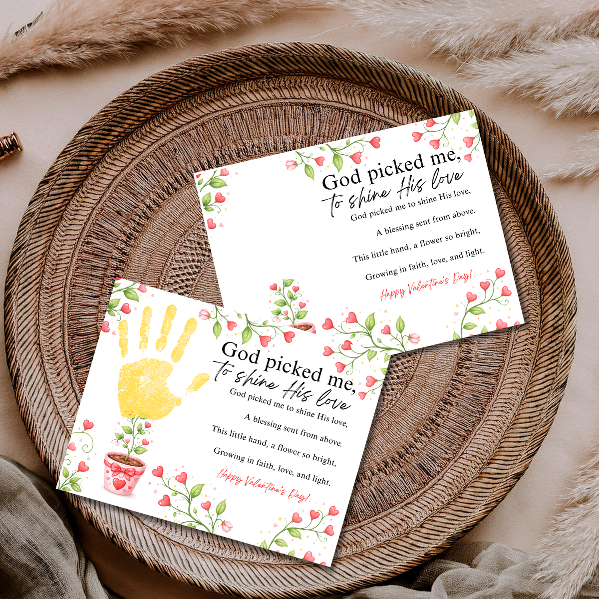 Christian Valentine Poem Handprint Craft for Kids | God Picked Me to Shine His Love Flower Keepsake