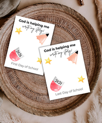Christian First & Last Day of School Pencil Handprint Craft Printable for Kids | Faith-Inspired Keepsake | God Is Helping Me Write My Story