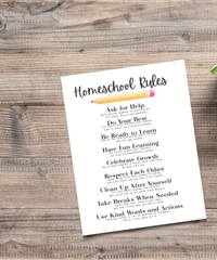Homeschool Rules Poster | Learning Expectations Chart for Kids | Classroom Behavior Guide | Educational Wall Art for Home or School
