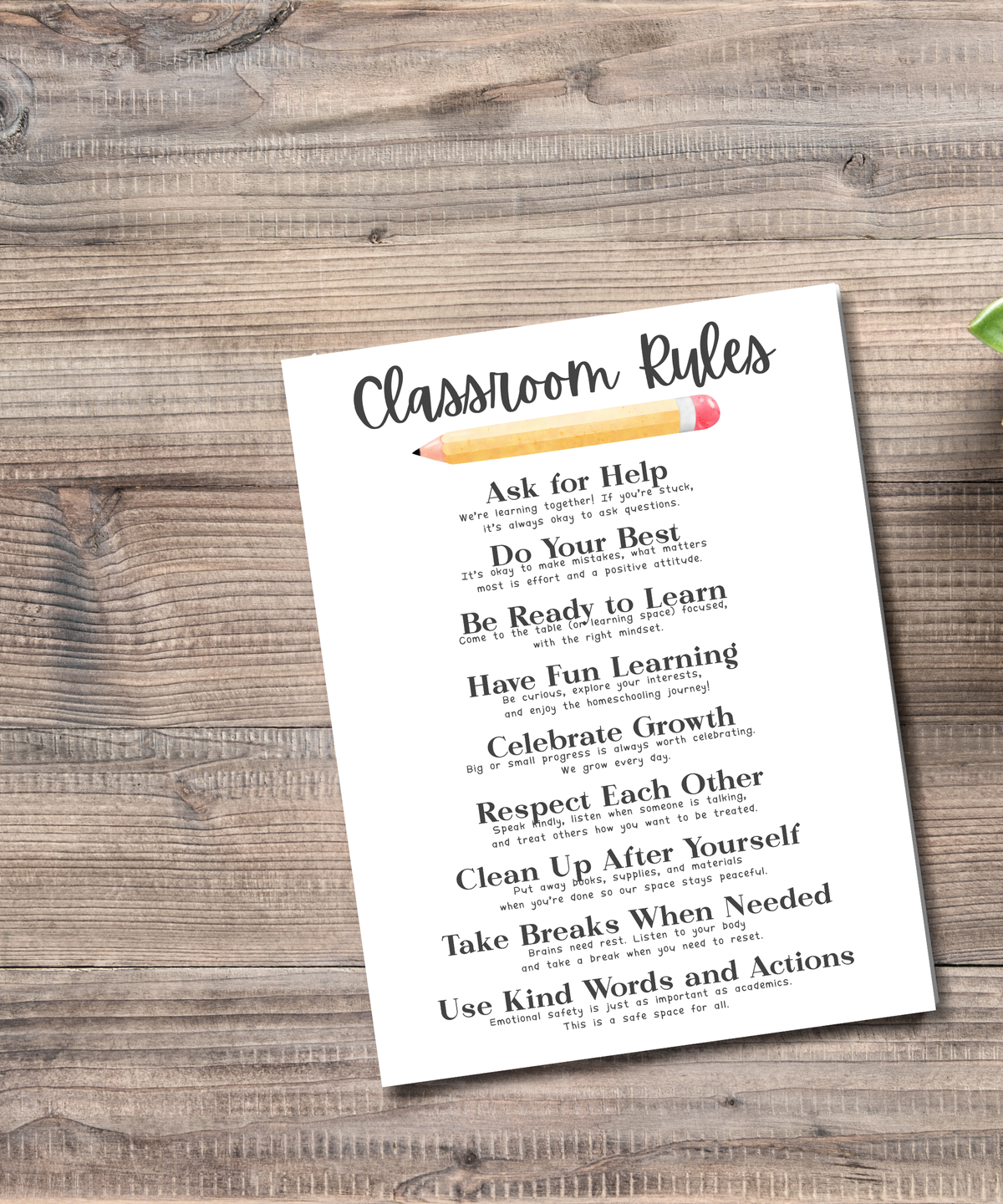 Classroom Rules Poster | Homeschool Rules Chart for Kids | Behavior Expectations & Learning Routine Visual | Educational Wall Art