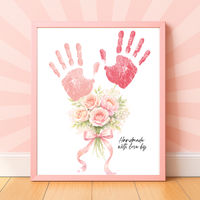 Floral Handprint Printable Gift for Her | Mother’s Day, Grandma, Teacher Appreciation, Birthday Keepsake | Handmade with Love Art