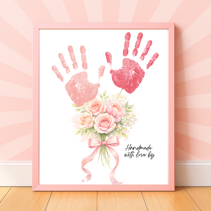 Floral Handprint Printable Gift for Her | Mother’s Day, Grandma, Teacher Appreciation, Birthday Keepsake | Handmade with Love Art