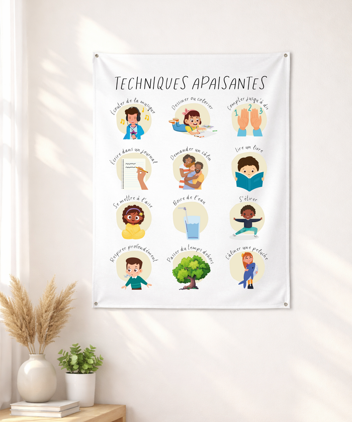 French Calming Techniques Wall Tapestry – Emotional Regulation & Language Learning Support