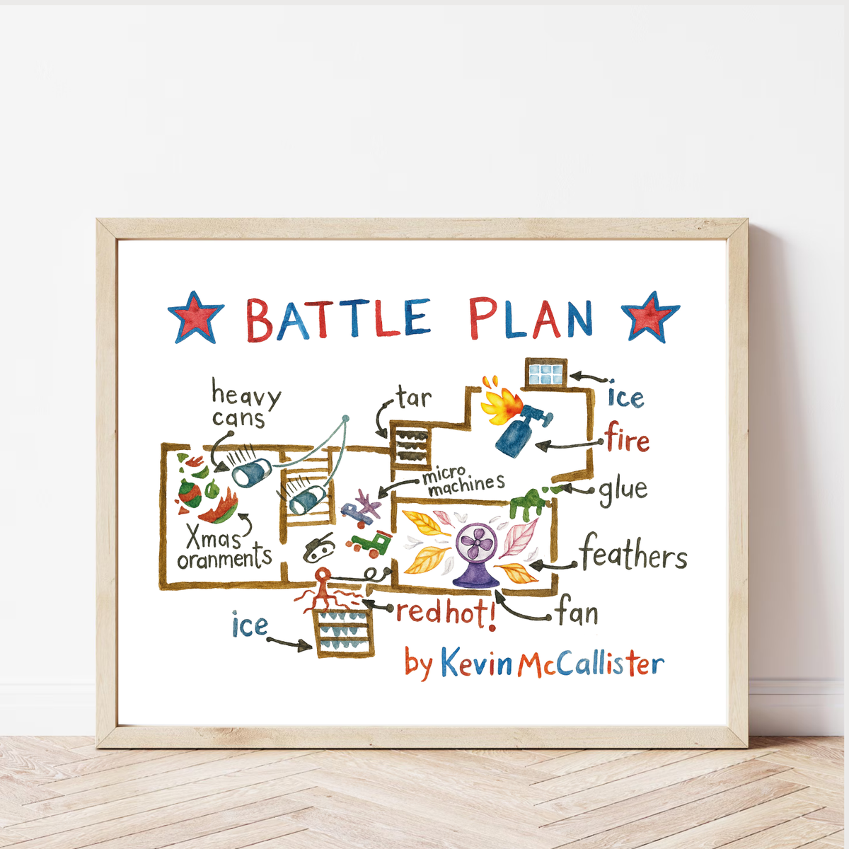Battle Plan Kids Printable Wall Art | Funny Holiday Trap Blueprint Poster | Movie Night Decor | Playroom Art Print | Multiple Sizes Included