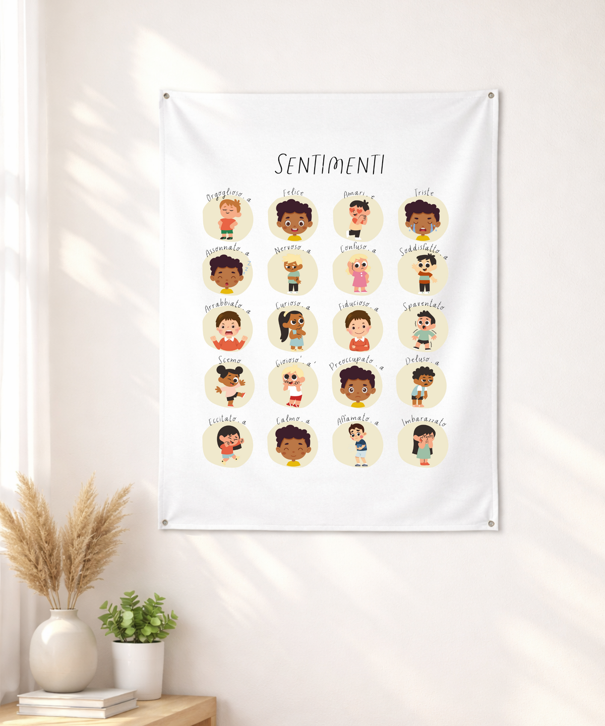 Italian Feelings Wall Tapestry – Emotional Awareness & Language Learning Support