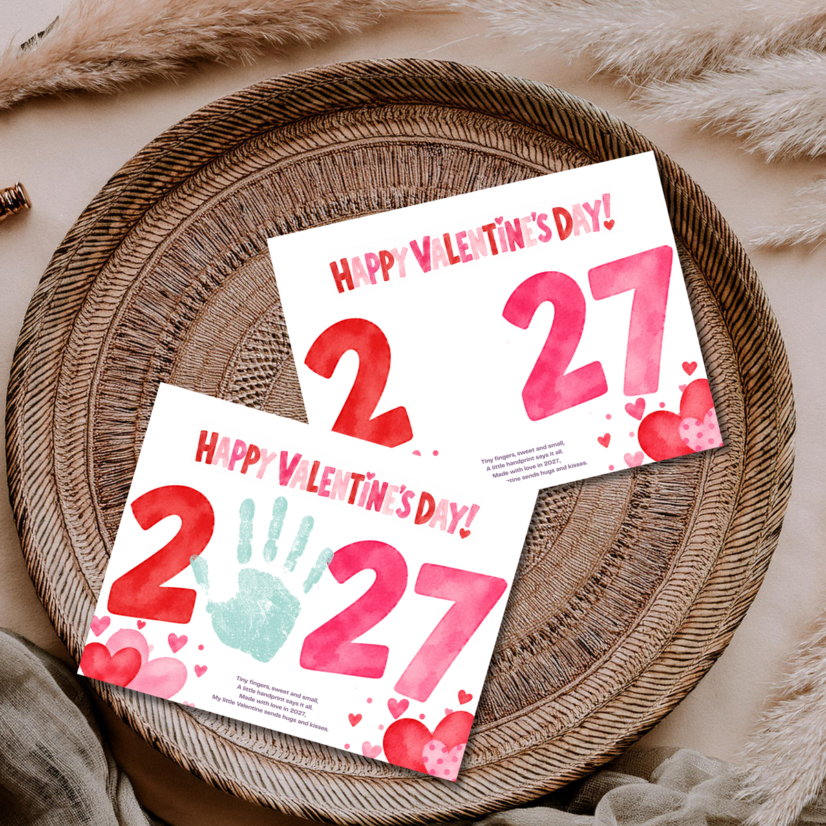 2027 Valentine Handprint Craft for Kids | Happy Valentine’s Day Keepsake | Preschool Valentine Printable
