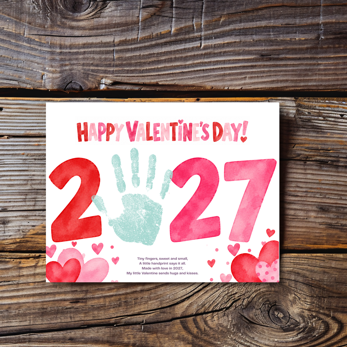 2027 Valentine Handprint Craft for Kids | Happy Valentine’s Day Keepsake | Preschool Valentine Printable