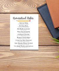 Homeschool Rules Poster | Learning Expectations Chart for Kids | Classroom Behavior Guide | Educational Wall Art for Home or School