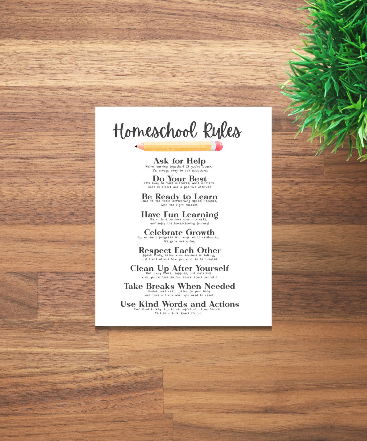 Homeschool Rules Poster | Learning Expectations Chart for Kids | Classroom Behavior Guide | Educational Wall Art for Home or School