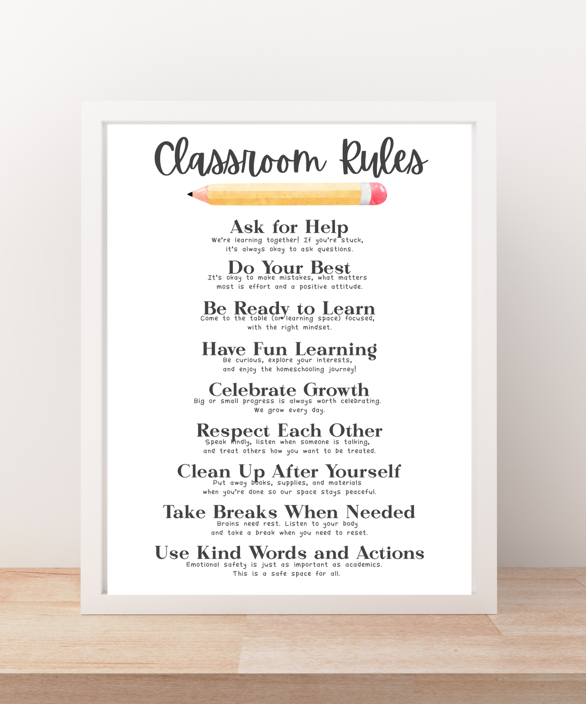 Classroom Rules Poster | Homeschool Rules Chart for Kids | Behavior Expectations & Learning Routine Visual | Educational Wall Art