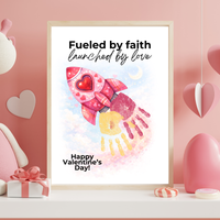 Valentine Rocket Handprint Craft Printable for Kids | Faith-Based Valentine Keepsake | Fueled by Faith Launched by Love PDF