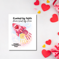 Valentine Rocket Handprint Craft Printable for Kids | Faith-Based Valentine Keepsake | Fueled by Faith Launched by Love PDF