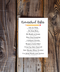 Homeschool Rules Poster | Learning Expectations Chart for Kids | Classroom Behavior Guide | Educational Wall Art for Home or School
