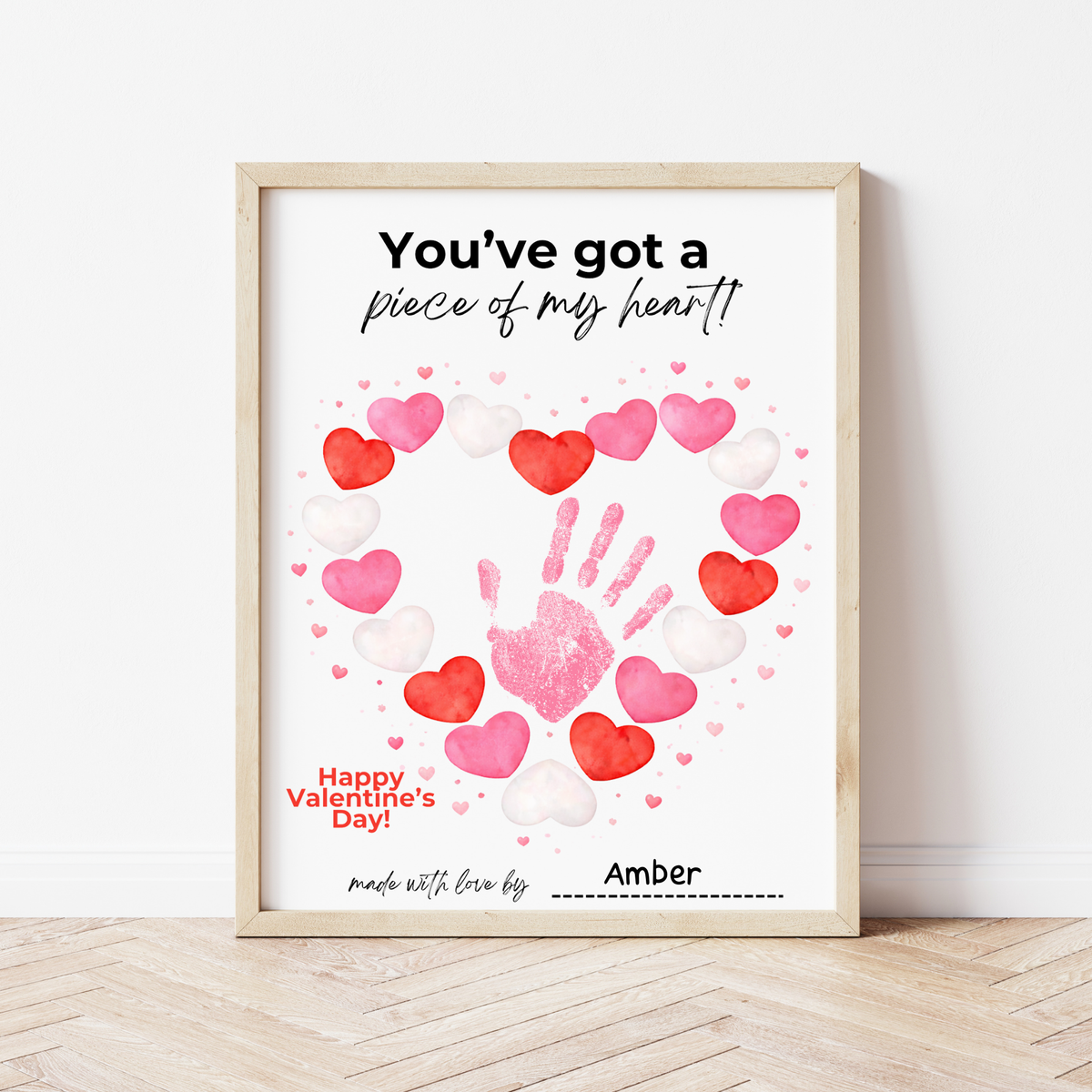 Valentine’s Day Handprint Craft Printable | “You’ve Got a Piece of My Heart” Keepsake Art | Candy Heart PDF