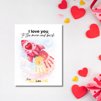 Valentine Rocket Handprint Craft Printable for Kids | “I Love You to the Moon and Back” Keepsake | Valentine Art PDF