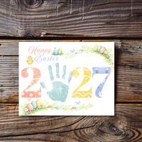 Happy Easter 2027 Handprint Craft Printable | Easter 2027 Keepsake | Preschool Easter Activity | Spring Classroom Craft | Easter Handprint Art