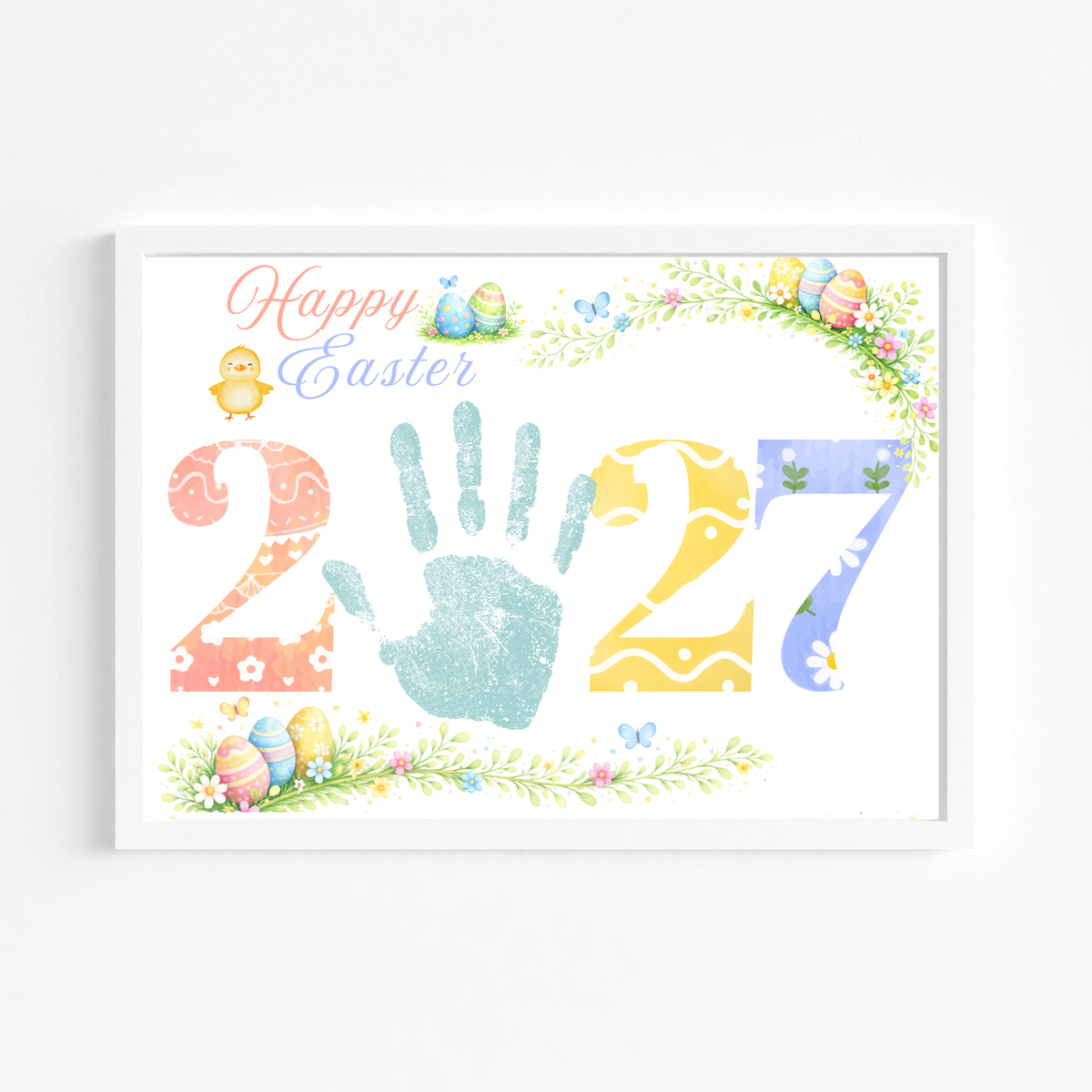 Happy Easter 2027 Handprint Craft Printable | Easter 2027 Keepsake | Preschool Easter Activity | Spring Classroom Craft | Easter Handprint Art