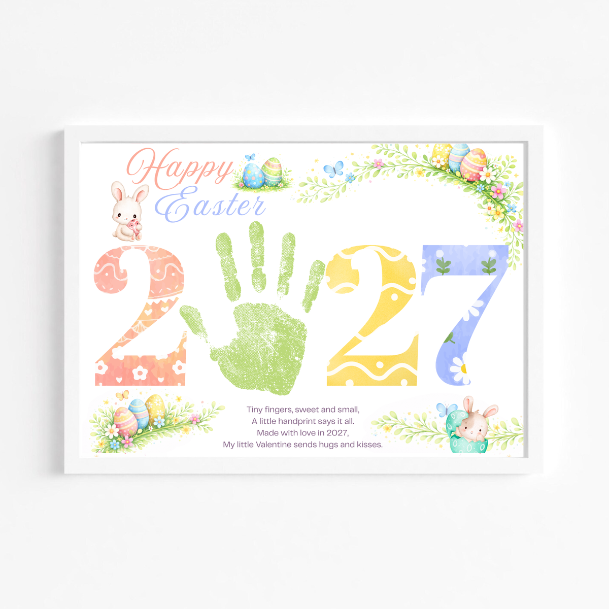 Happy Easter 2027 Poem Bunny Handprint Craft Printable | Easter Bunny Keepsake | Preschool Easter Activity | Spring Classroom Craft | Easter Handprint Art