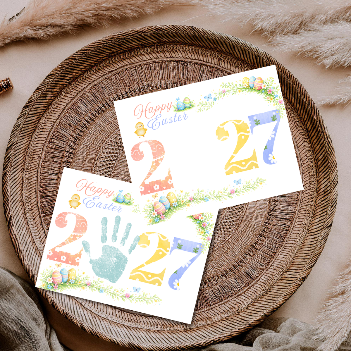 Happy Easter 2027 Handprint Craft Printable | Easter 2027 Keepsake | Preschool Easter Activity | Spring Classroom Craft | Easter Handprint Art