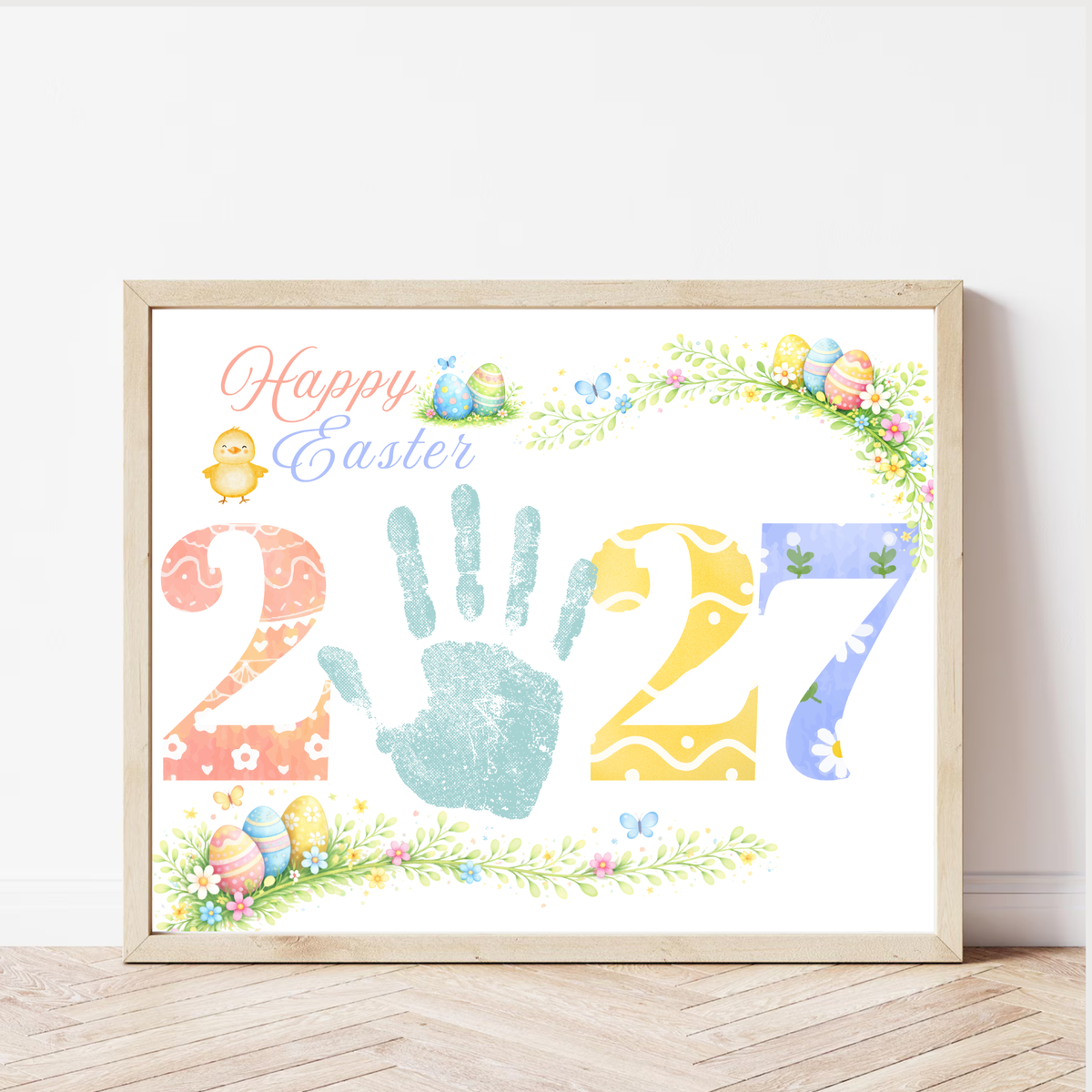 Happy Easter 2027 Handprint Craft Printable | Easter 2027 Keepsake | Preschool Easter Activity | Spring Classroom Craft | Easter Handprint Art