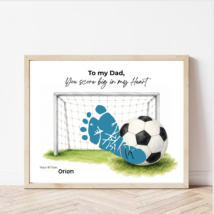 Soccer Father’s Day Footprint Craft Printable, To My Dad You Score Big in My Heart, Soccer Keepsake Gift from Kids, Sports Dad Father’s Day Craft
