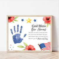 Christian Memorial Day Handprint Craft Printable | God Bless Our Heroes Keepsake | Patriotic Kids Activity | Sunday School PDF