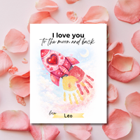 Valentine Rocket Handprint Craft Printable for Kids | “I Love You to the Moon and Back” Keepsake | Valentine Art PDF